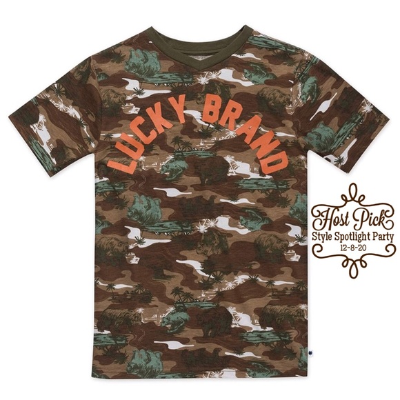 LUCKY BRAND Camouflage V-Neck Tee Skateboard Bears - Picture 6 of 10